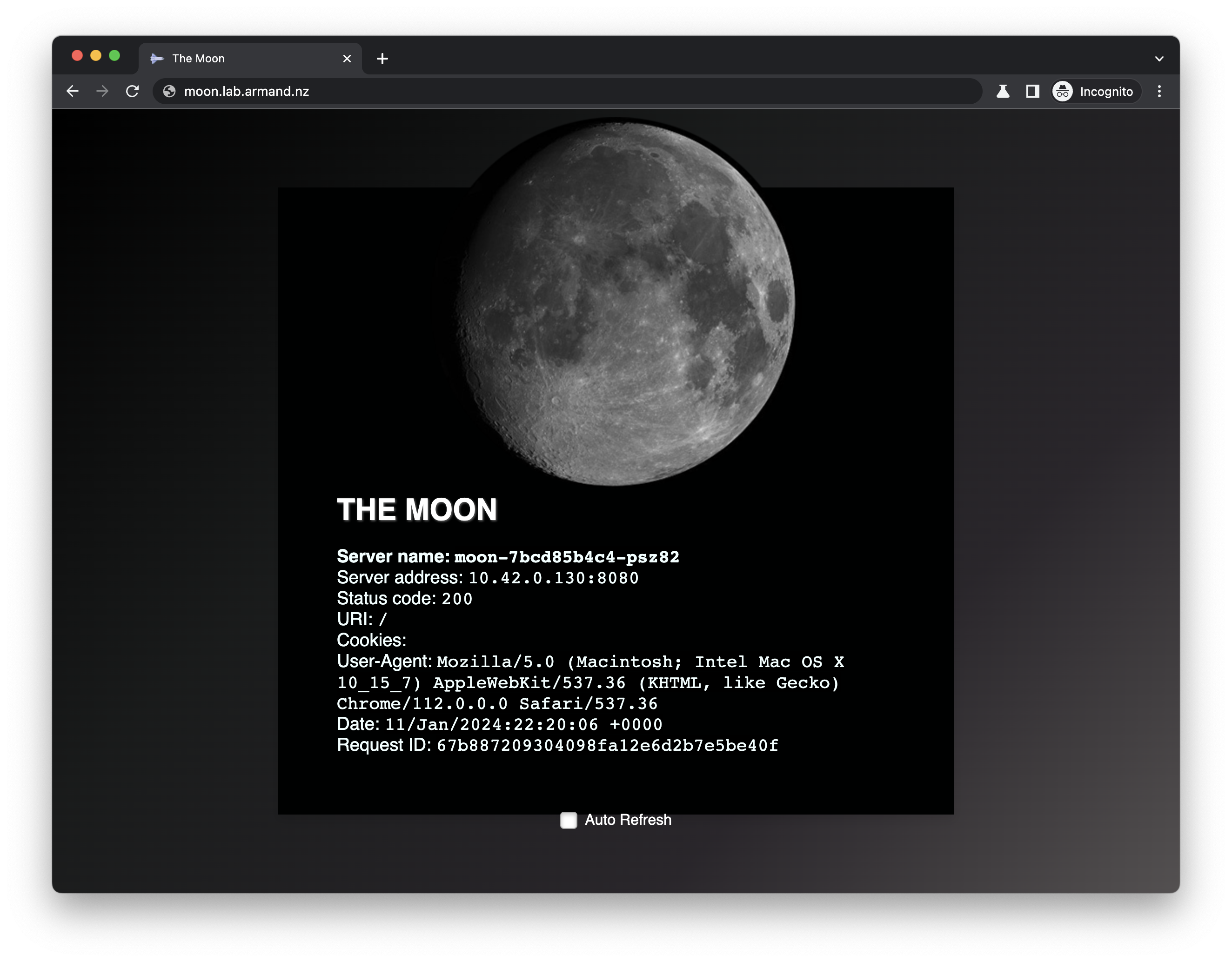 the moon test page